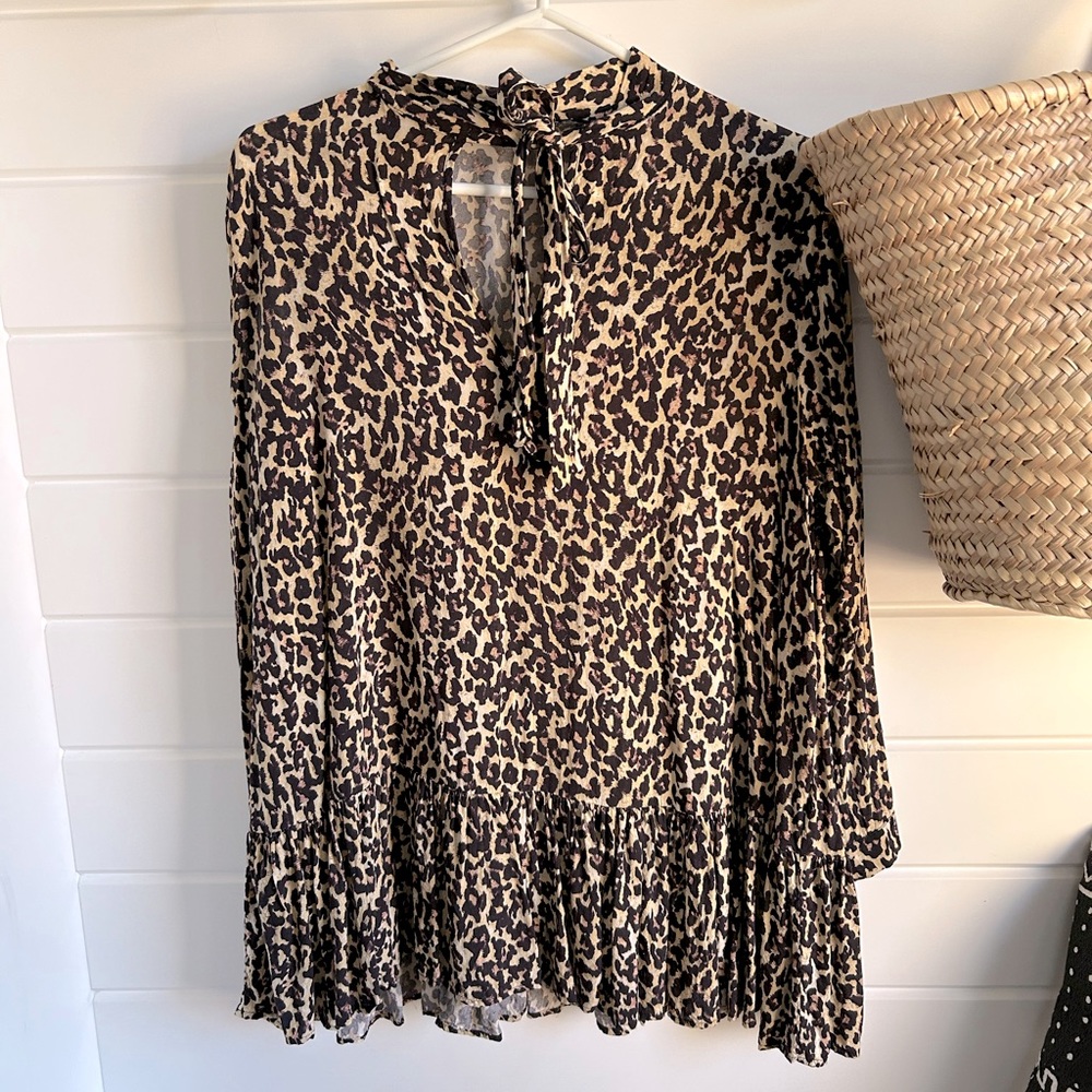 Zara Leopard/Cheetah Long Sleeves Tunic Dress